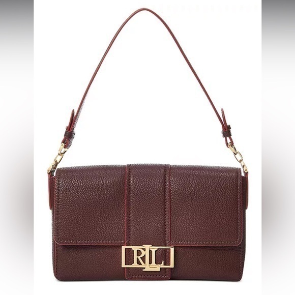 NWOT Lauren Ralph Lauren ◀️ Burgundy 
Leather Spencer Shoulder Bag - Picture 1 of 17